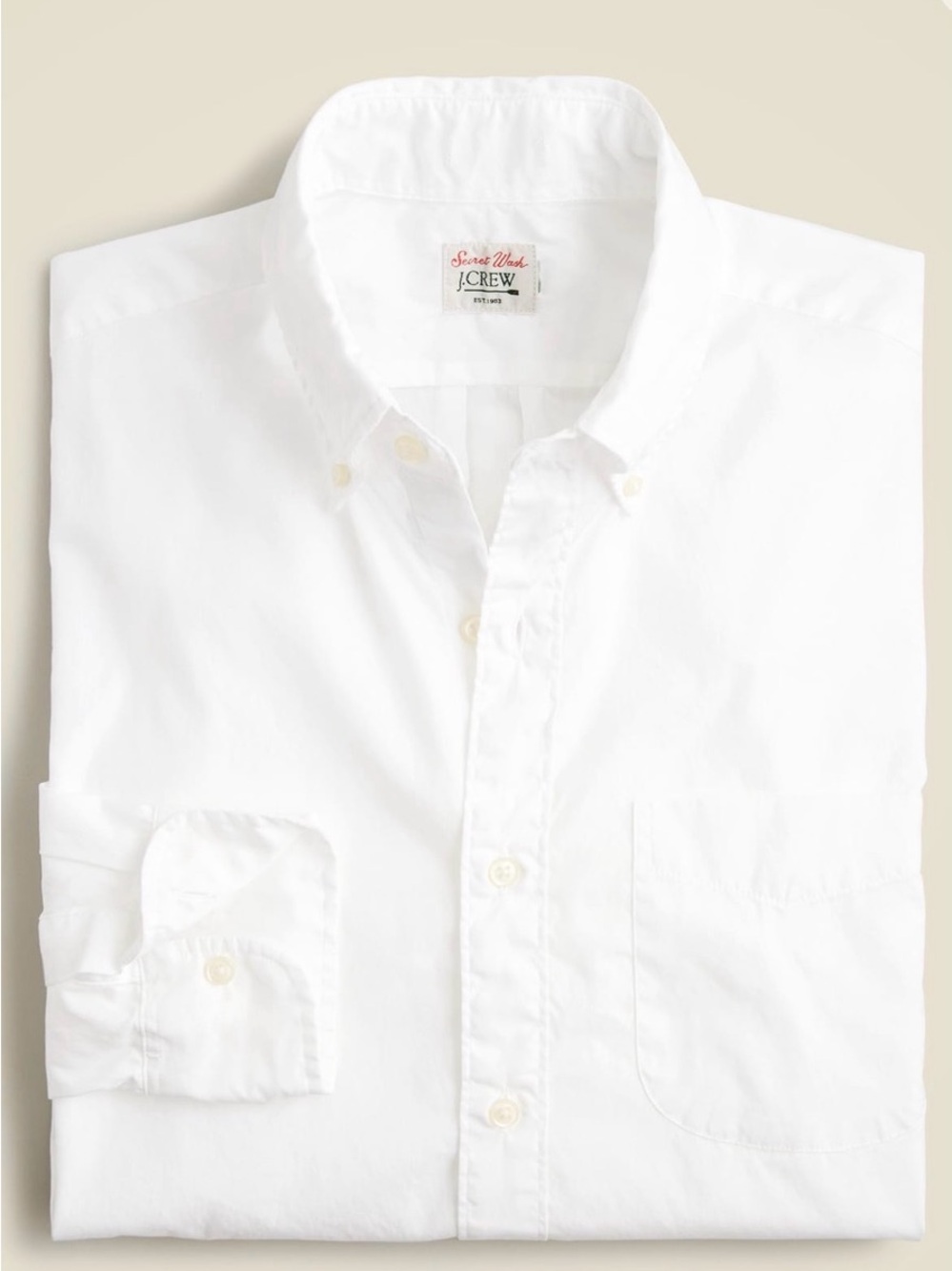 J. Crew Secret Wash Cotton Poplin White Button-Down Shirt - Picture 3 of 7